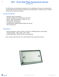 Thumbnail of document Data Sheet - D07 Flush Wall Plate Temperature Sensor